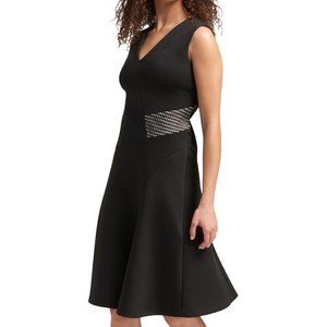 DKNY Women's Mesh V Neck Fit & Flare Dress (New)